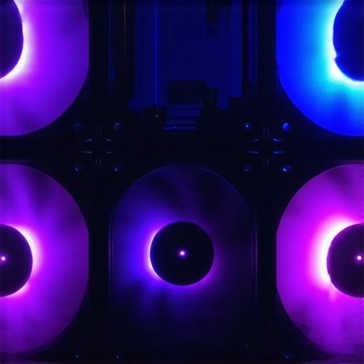 RGB lighting on advanced PC cooling fans inside a workstation.