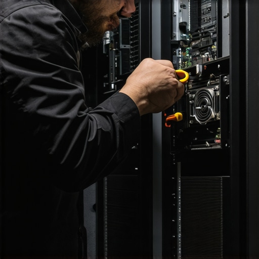 Workstation Maintenance Essentials Technician inspecting computer components with specialized tools for maintenance.