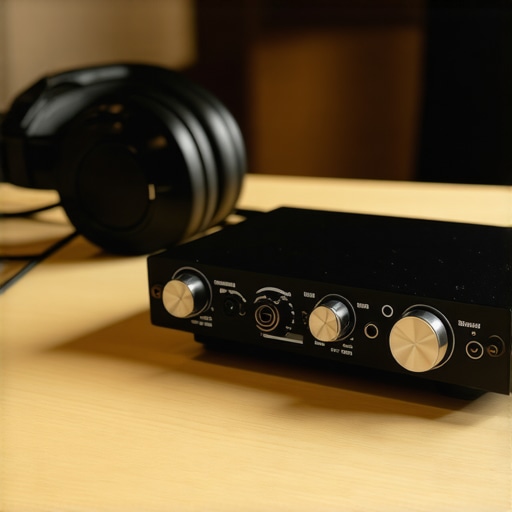Professional Audio Interface Setup for Workstations External USB audio interface on a workstation desk