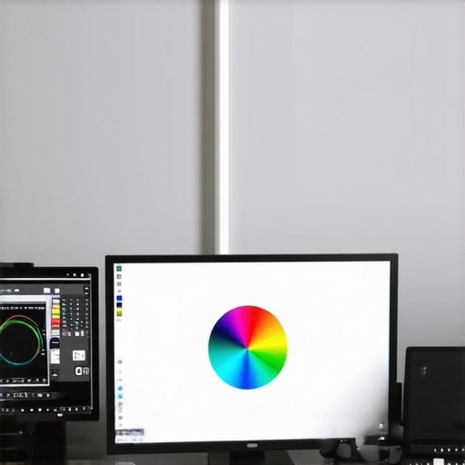 A color-calibrated workstation with bias lighting for accurate photo and video editing.