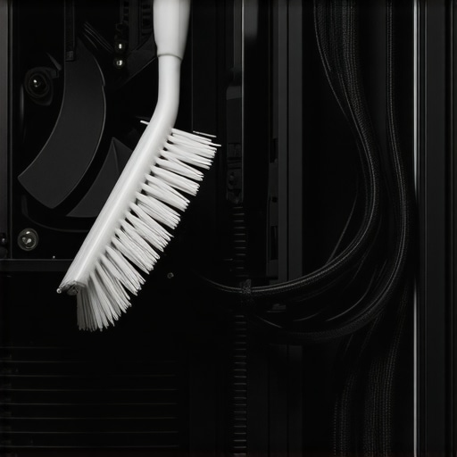 Professional PC Maintenance Tools Using a soft brush to clean a workstation fan for maintenance