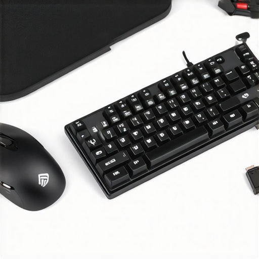 Professional Wired and 2.4GHz Workstation Setup A high-performance workstation desk showing a mechanical keyboard with a coiled cable and a professional wireless mouse for low-latency productivity.