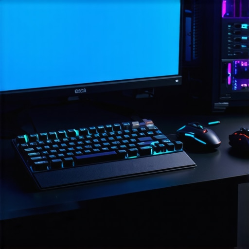 Professional Workstation Maintenance and Setup A clean and well-maintained professional workstation featuring a mechanical keyboard and calibrated monitor.