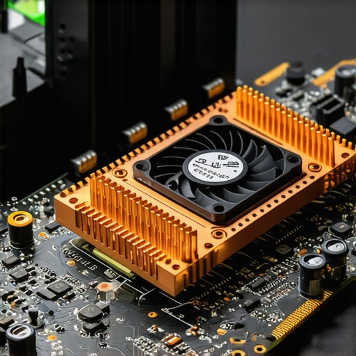 A high-performance NVMe SSD with an active cooling heatsink and fan to prevent thermal throttling.