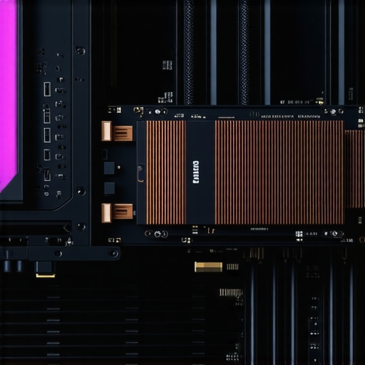 Advanced Workstation Thermal Management Close-up of high-end SSD and cooling components in a professional PC build.