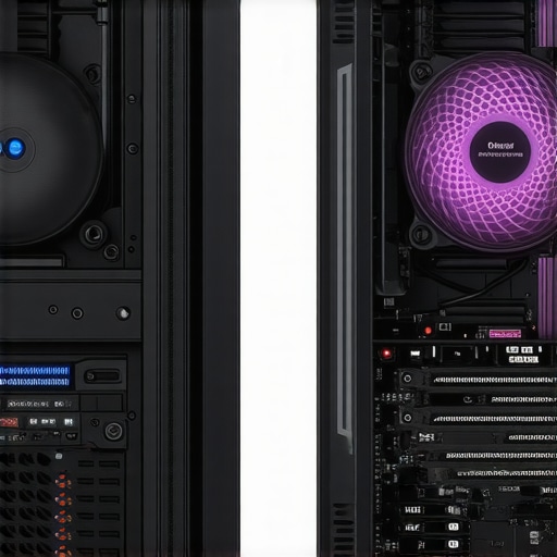 A comparison showing airflow differences between air-cooled and liquid-cooled PC builds.