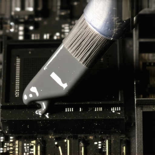 Applying High-Viscosity Thermal Paste to a Bare CPU Die Close-up of a technician spreading thick thermal paste onto a delidded CPU die.