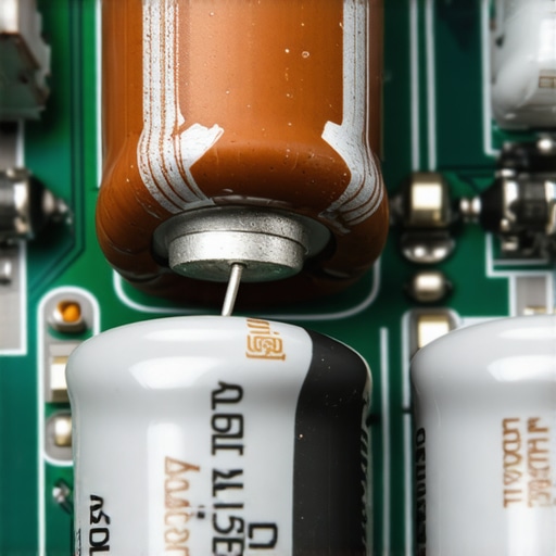 Bulging capacitor on a computer motherboard Close-up of a failing electrolytic capacitor with a bulging top on a motherboard.