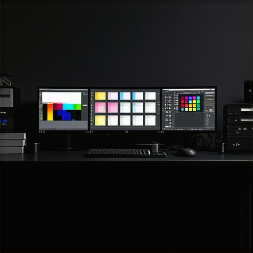 Calibrating a professional monitor in a controlled environment Colorimeter attached to a monitor for professional calibration