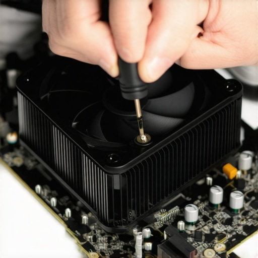 Correct CPU Cooler Mounting Technique Technician installing a dual tower air cooler using the cross-pattern screw method for even pressure.