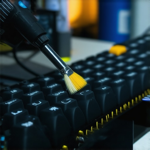 Essential Maintenance for Custom Keyboards Cleaning a mechanical keyboard with a brush and compressed air
