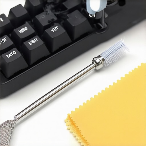 Essential Tools for Professional Keyboard Maintenance Professional keyboard cleaning kit with brushes and keycap puller on a desk