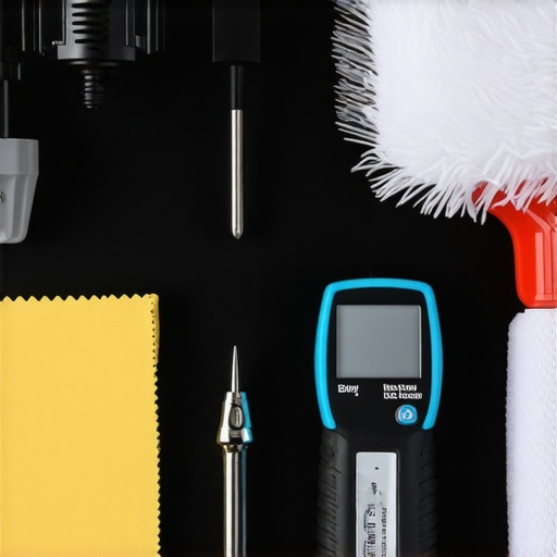 Essential Tools for Workstation Maintenance Professional PC maintenance kit and monitor calibration tool on a desk.