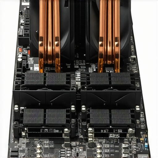 High-End Dual Tower Air Cooler Installation Large air cooler mounted on a professional workstation motherboard showing heat pipes and cooling fins.