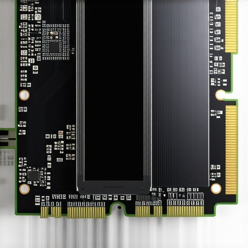 High-End NVMe SSD with Heat Spreader A professional NVMe SSD with a dedicated heatsink installed on a motherboard.