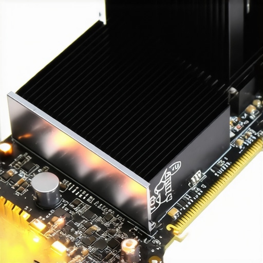 High-End Professional NVMe SSD with Thermal Heatsink Close up of a professional NVMe SSD mounted on a workstation motherboard with a cooling heatsink.