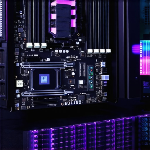 High-End Professional Workstation Cooling and Components Close up of a professional PC workstation showing an air cooler and SSD storage setup.