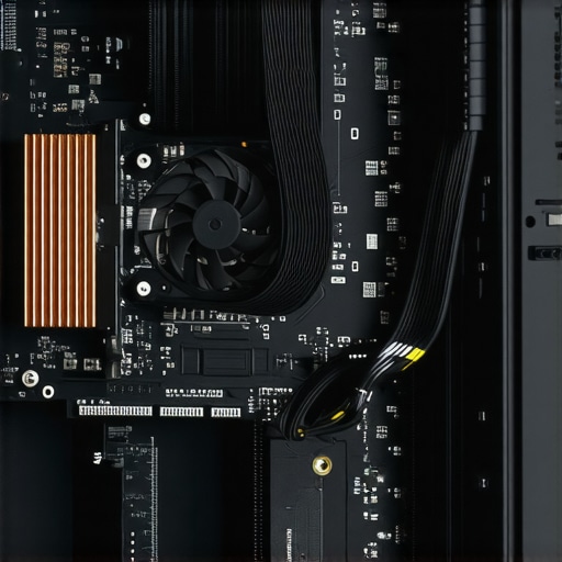 High-End Workstation Internal Maintenance Close up of workstation SSD heatsink and internal fans for thermal management.