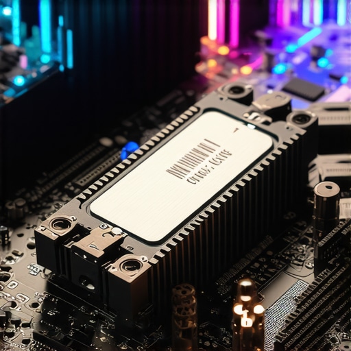 High Performance NVMe with Heatsink A modern NVMe SSD with an attached thermal heatsink for workstation performance.