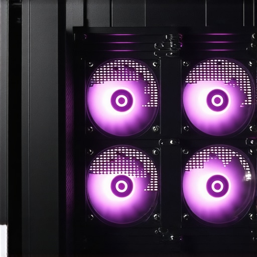 High-airflow mesh front panel with fans Close-up of a PC case mesh front panel highlighting the air intake design for workstations.