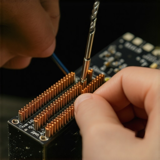 Hot-swapping a mechanical keyboard switch Close up of a person using a switch puller on a custom mechanical keyboard.