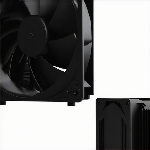Industrial vs Consumer Fan Comparison A side-by-side comparison of a heavy-duty industrial fan and a standard consumer PC fan.