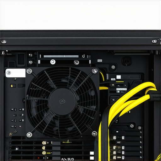 Close-up of a high-efficiency PSU being installed into a workstation case.