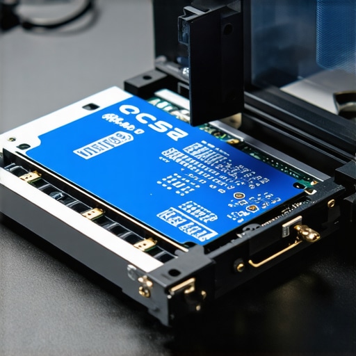 Installing a thermal pad on an external NVMe SSD Close-up of a thermal pad installation in an aluminum SSD enclosure for better cooling.