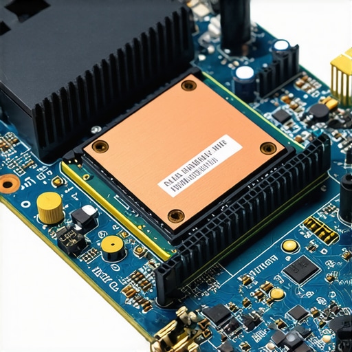 Installing an NVMe SSD with Heatsink for Real-World Testing Close-up of a professional NVMe SSD installation on a motherboard with a thermal heatsink for performance testing.