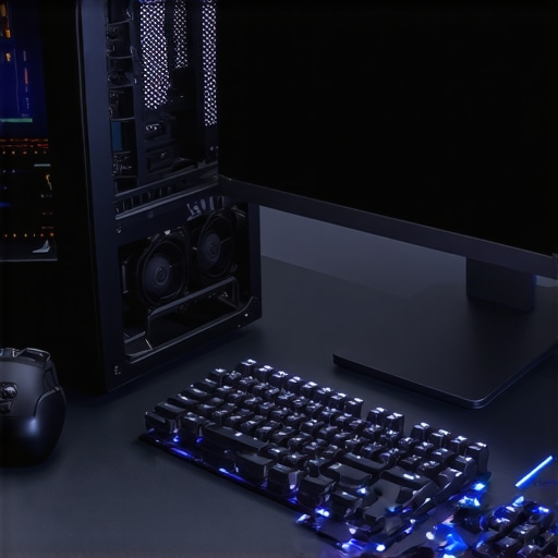 Maintained Professional Creative Workstation A well-maintained professional workstation with mechanical keyboard and shielded monitor