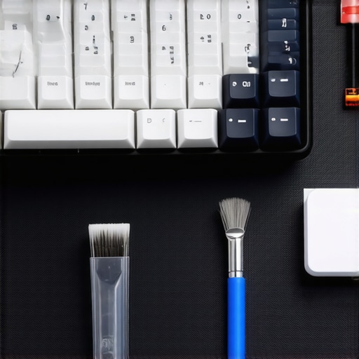 Maintaining a Professional Mechanical Keyboard A custom mechanical keyboard being cleaned with tools on a desk mat