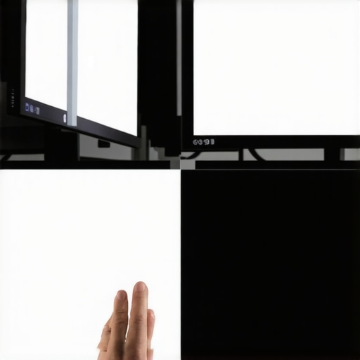 Matching monitor color temperature via OSD Close-up of a user matching the white point between two different monitors using manual OSD settings.