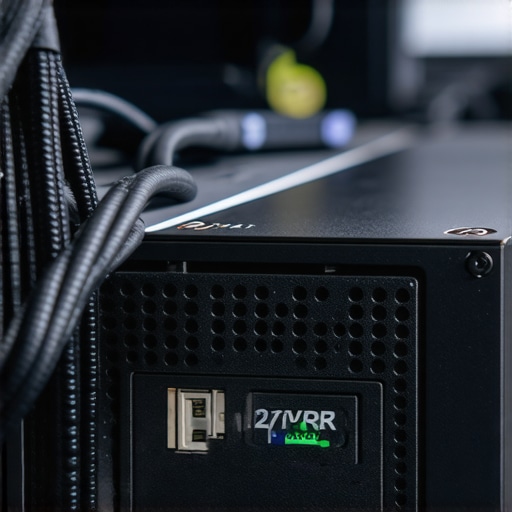 Modular Power Supply and 12VHPWR Connection Close-up of a modern ATX 3.1 power supply with a dedicated high-power cable for GPUs.