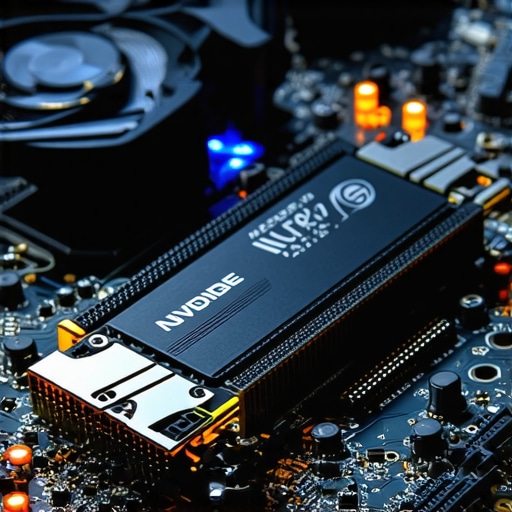 NVMe SSD Heatsink Installation for Thermal Management A technician installing a high-speed NVMe SSD with a heatsink on a professional workstation motherboard.