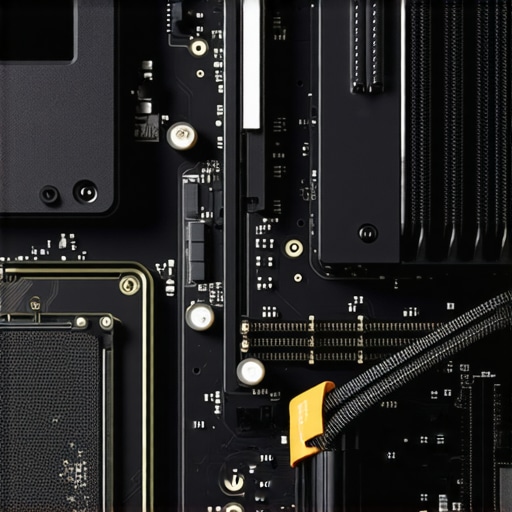 NVMe SSD Maintenance and Cooling Close up of a high-speed SSD with a heatsink installed in a professional workstation for optimal performance.
