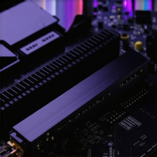 NVMe SSD with Advanced Thermal Heatsink A high-performance NVMe SSD equipped with a specialized heatsink to prevent thermal throttling.