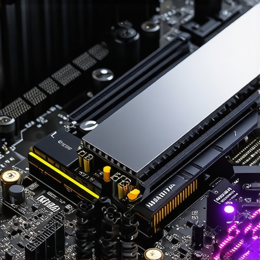NVMe SSD with professional thermal heatsink A high-performance workstation SSD equipped with a necessary aluminum heatsink to prevent thermal throttling.