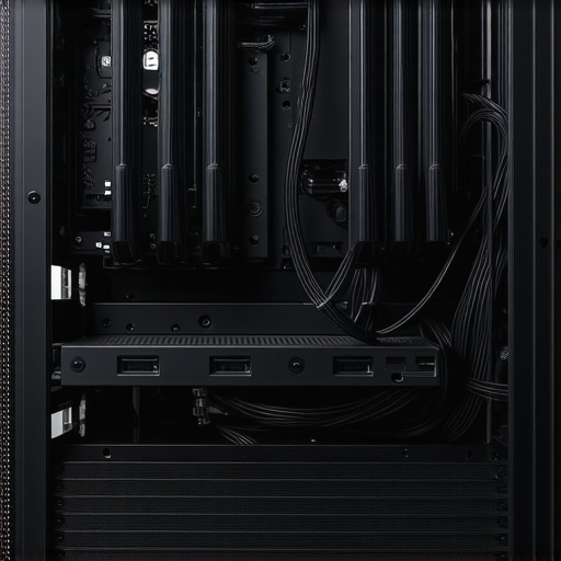 Optimal Airflow Design for Professional Workstations Internal view of a workstation PC with mesh panels and industrial air cooling components.