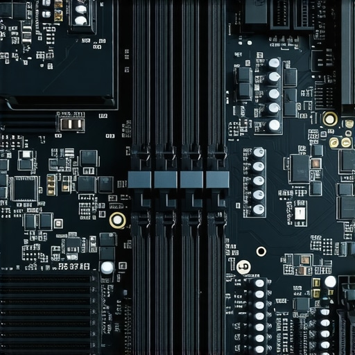 Optimized Motherboard PCIe and M2 Storage Layout Close-up of a modern workstation motherboard showing optimized PCIe slots and NVMe SSD heatsinks for maximum bandwidth.