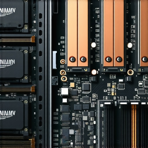 A detailed view of a workstation interior showing SATA and NVMe storage drives for optimal workflow performance.