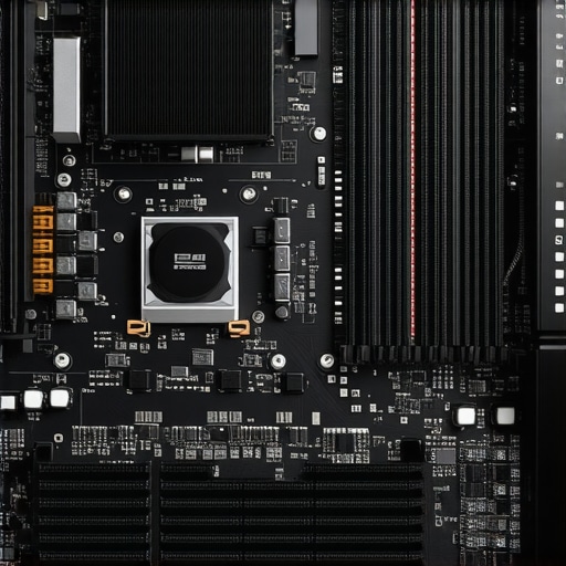 Optimized Workstation Storage and Cooling Internals Close-up of a professional workstation motherboard featuring an NVMe heatsink and a heavy-duty air cooler for thermal stability.