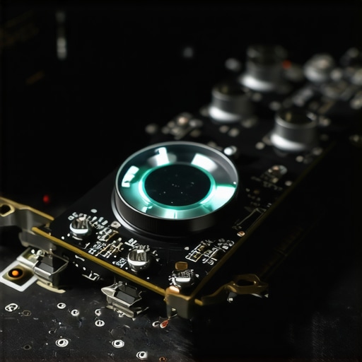 Precision Leveling a High-End Graphics Card A bubble level sitting on top of a heavy graphics card to ensure zero sag in a workstation build.