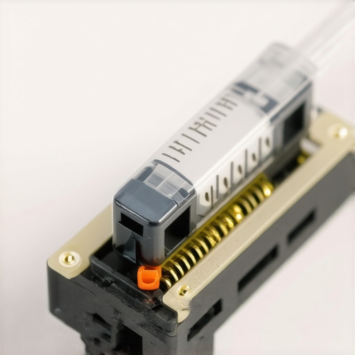Precision Lubrication of a Keyboard Stabilizer Macro view of a syringe applying grease to a mechanical keyboard stabilizer wire to prevent rattling.