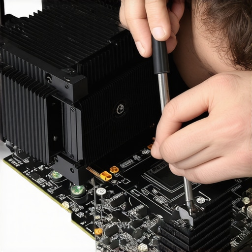 A technician using a torque screwdriver to safely install a CPU cooler.