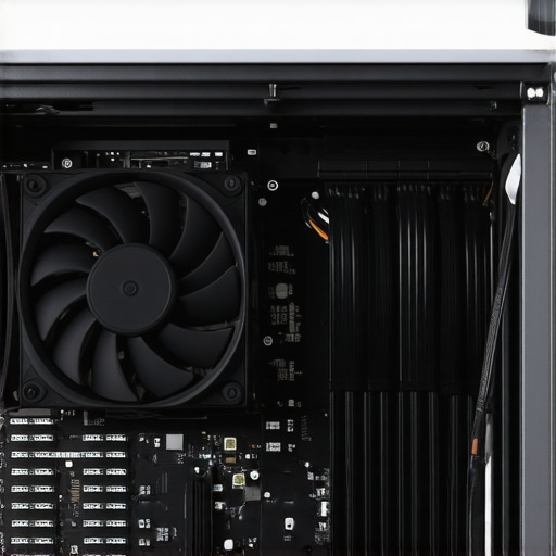 Premium dual-tower CPU air cooler in a clean workstation PC A high-end dual-tower CPU air cooler installed inside a professional computer case with neat cable management.