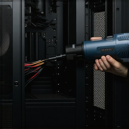 Proactive Workstation Maintenance and Cleaning A person cleaning dust filters on a professional workstation PC to maintain cooling efficiency