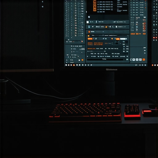 Proactive Workstation Monitoring Setup A professional workstation setup showing real-time hardware monitoring software on a secondary display.