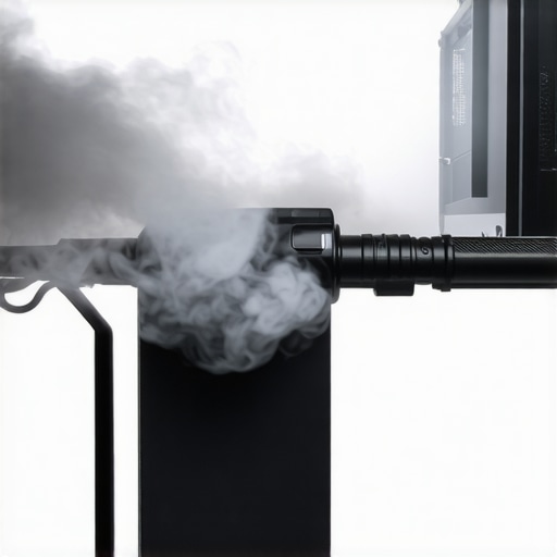 Professional Electric Duster Cleaning a High-End PC An electric duster being used to remove dust from a workstation PC with a dual-tower air cooler.