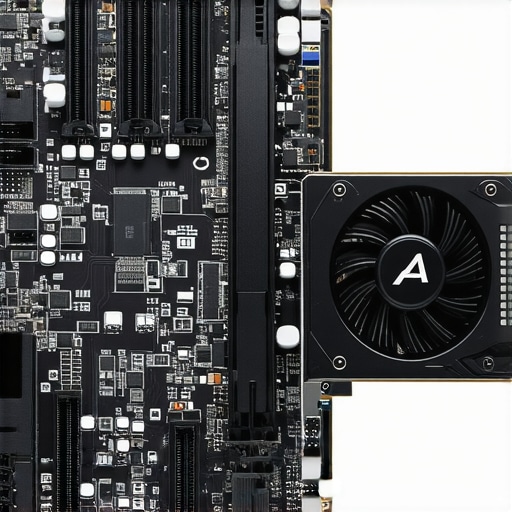 Professional GPU Support and Reinforced PCIe Slot A close up of a heavy GPU being supported by an adjustable pillar to prevent motherboard PCB flex.
