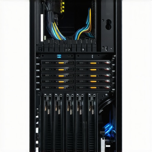 Professional Hard Drive Array Maintenance Enterprise hard drives in a workstation with optimized cooling fans and clean cables.